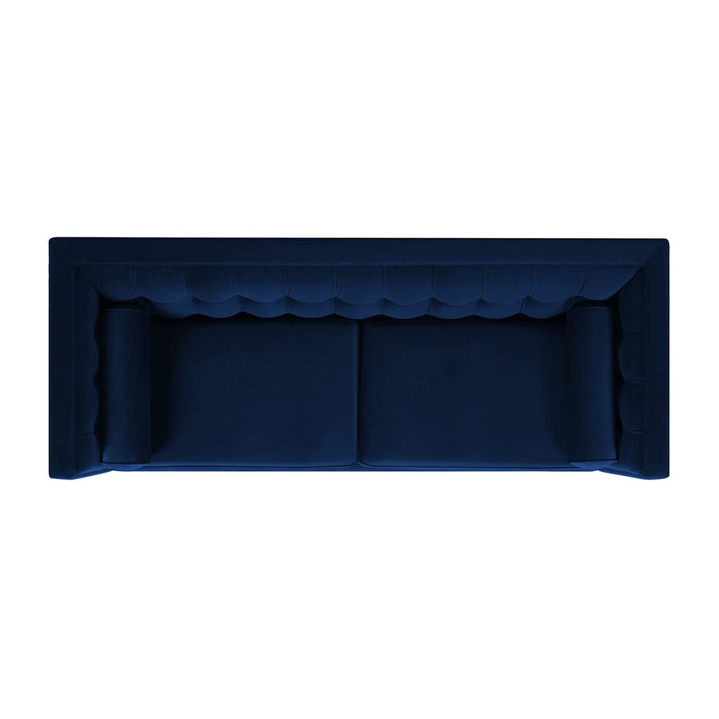 84" Navy Blue Velvet Tufted Sofa E78170