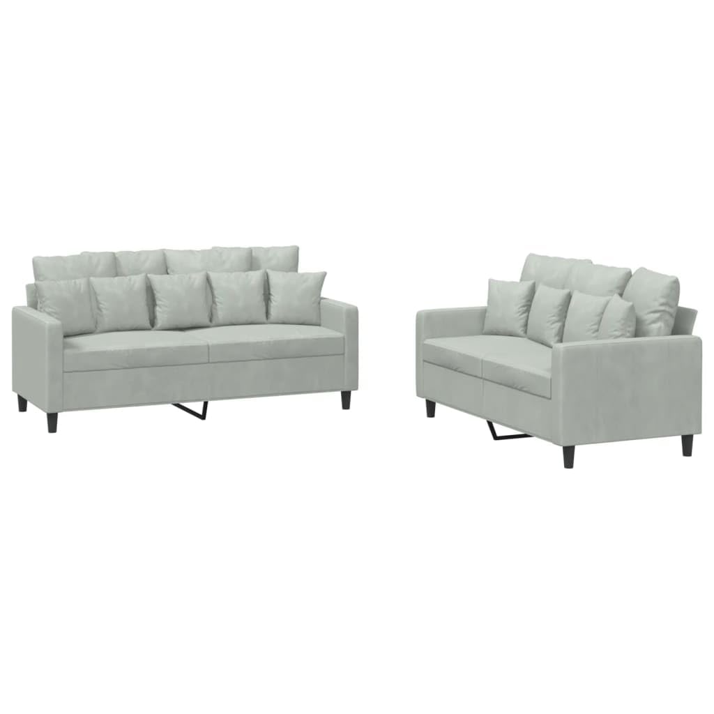 Light Gray Velvet 2 Piece Sofa Set W61831