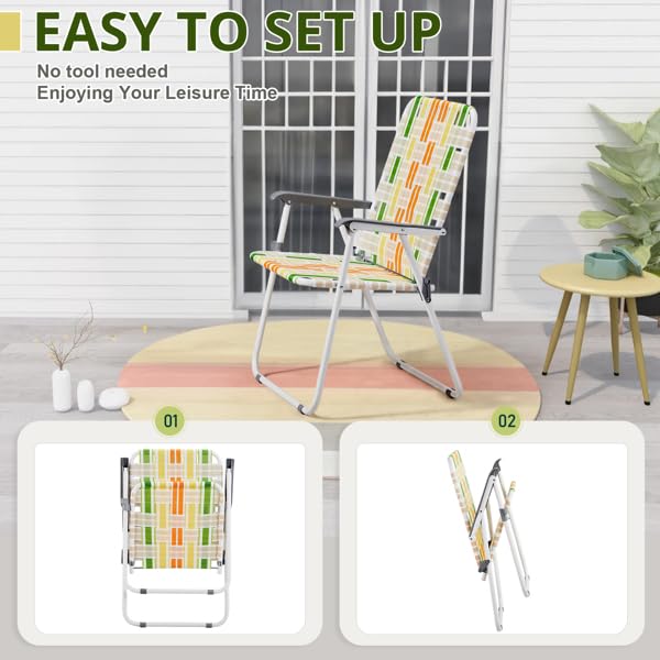 Folding Lawn Chair Set of 2 Yellow N9814