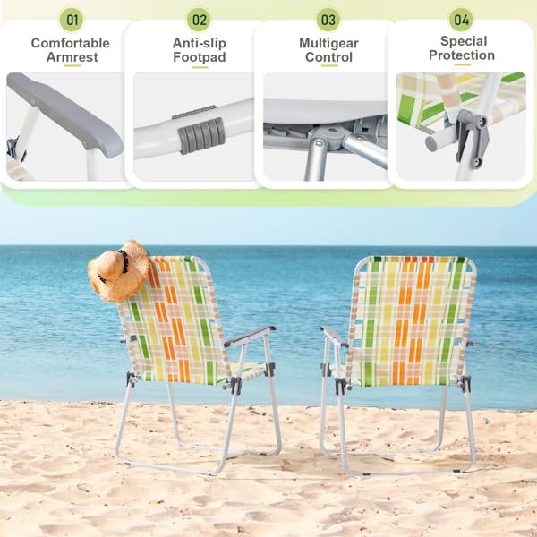 Folding Lawn Chair Set of 2 Yellow N9814