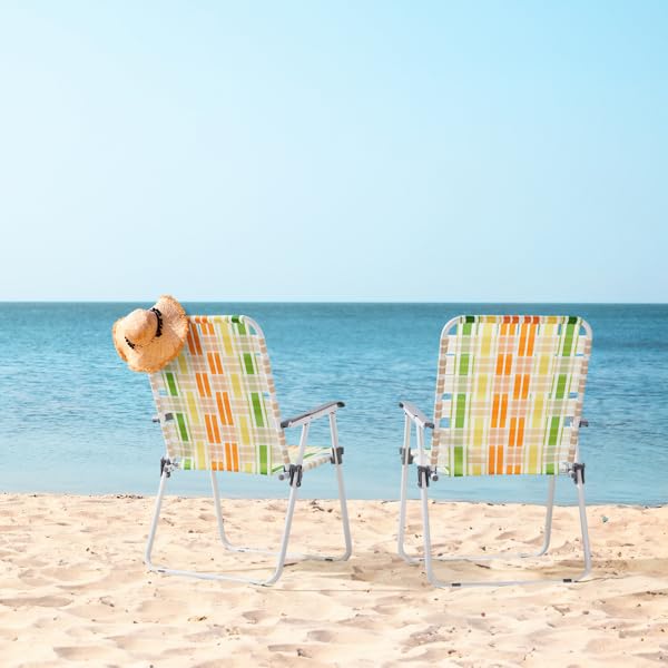 Folding Lawn Chair Set of 2 Yellow N9814