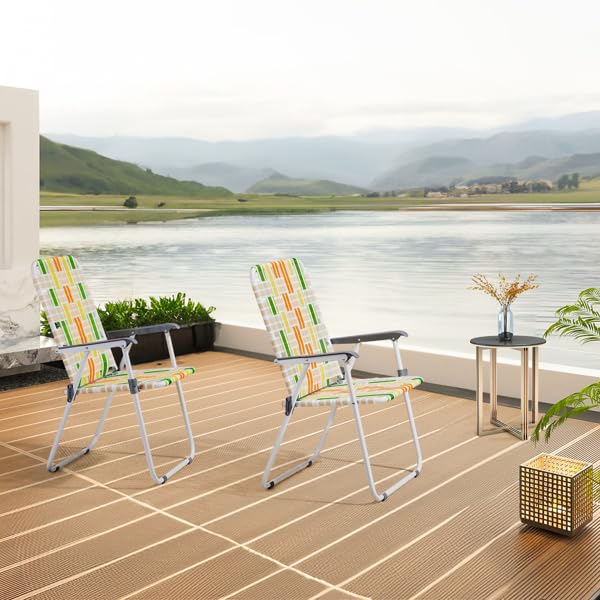 Folding Lawn Chair Set of 2 Yellow N9814