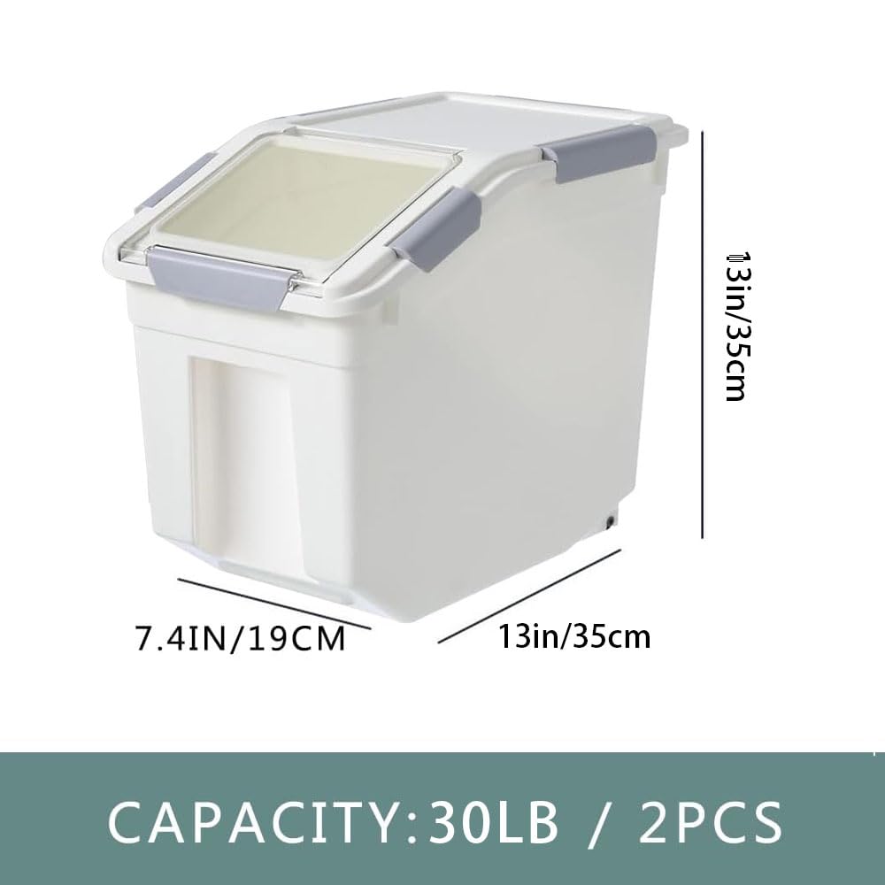 30lb Food Storage Container with Scoop and Wheels, 2 Pack U15708