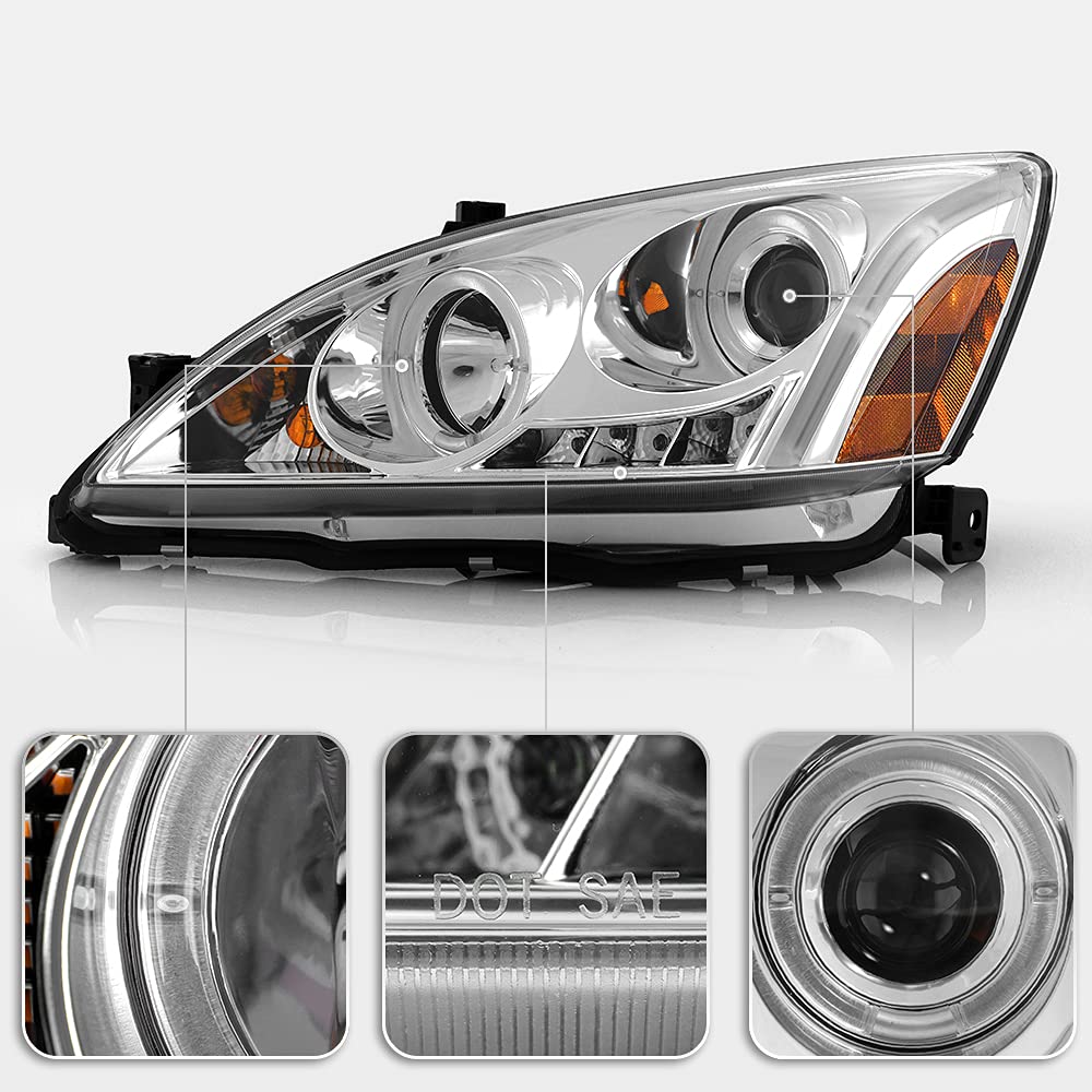 For 2003-2007 Honda Accord LED Projector Headlights, Driver & Passenger Side X9088