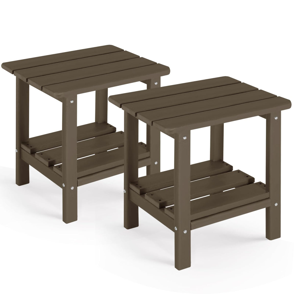 Set of 2 Dark Brown HDPE Storage Side Table M7665