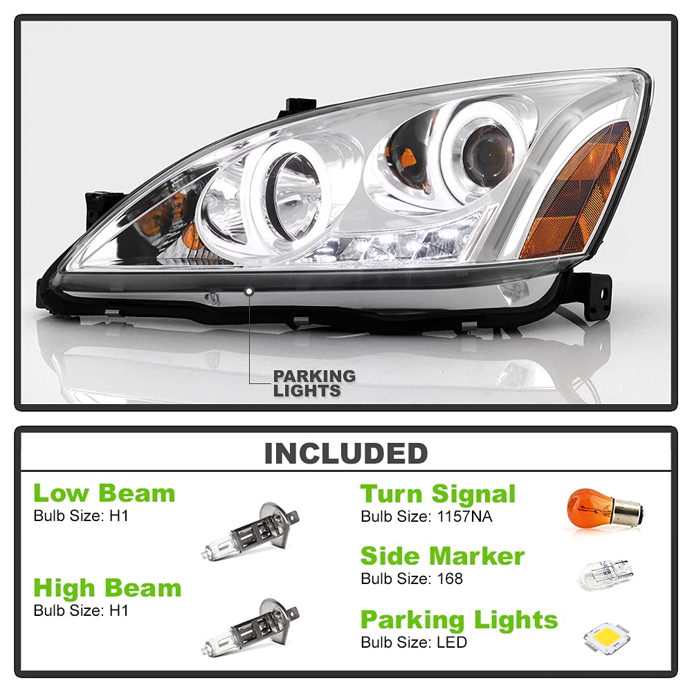 For 2003-2007 Honda Accord LED Projector Headlights, Driver & Passenger Side X9088