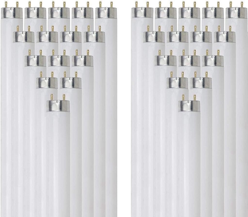25W 2300 Lumen 3500K Neutral White T8 Fluorescent Tube Light Bulb Pack of 30 G976041