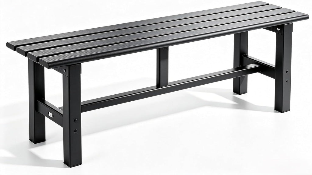 59 Inches Black 2-Person Aluminum Outdoor Bench E748275