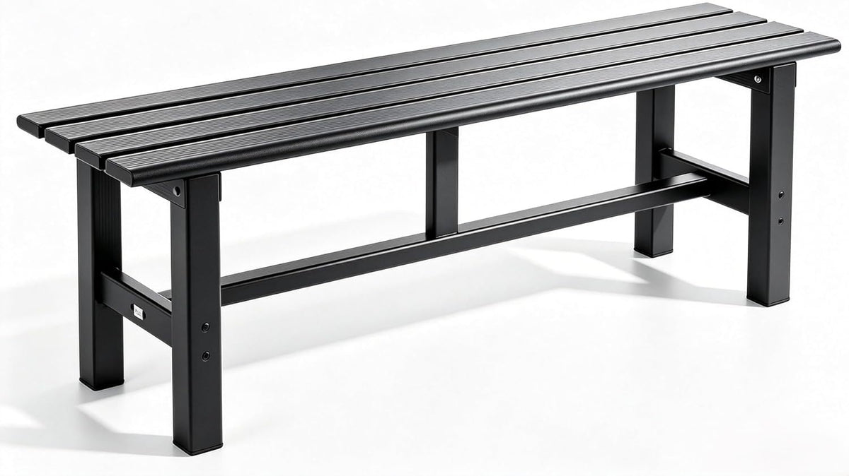 59 Inches Black 2-Person Aluminum Outdoor Bench E748275