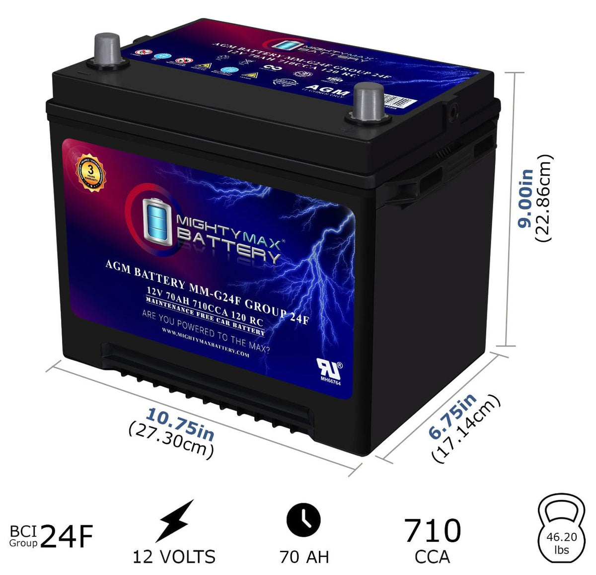 12V 70Ah AGM Battery G41694