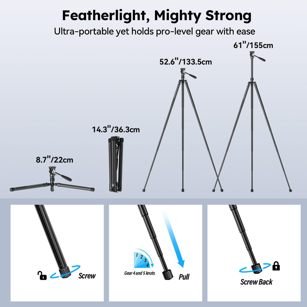 Carbon Fiber Camera Tripod with Fluid Head E94758