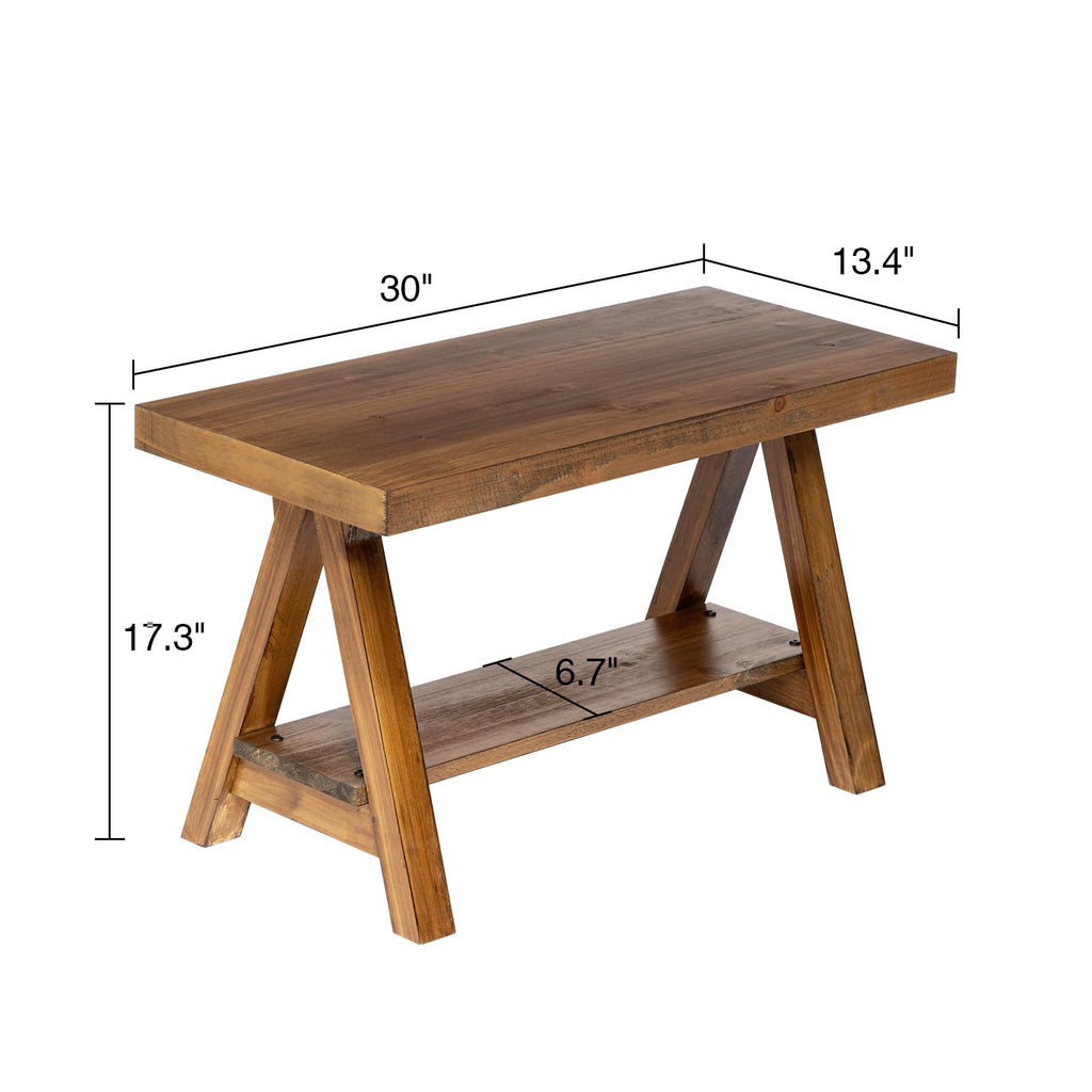 30" Solid Wood Storage Bench U9391
