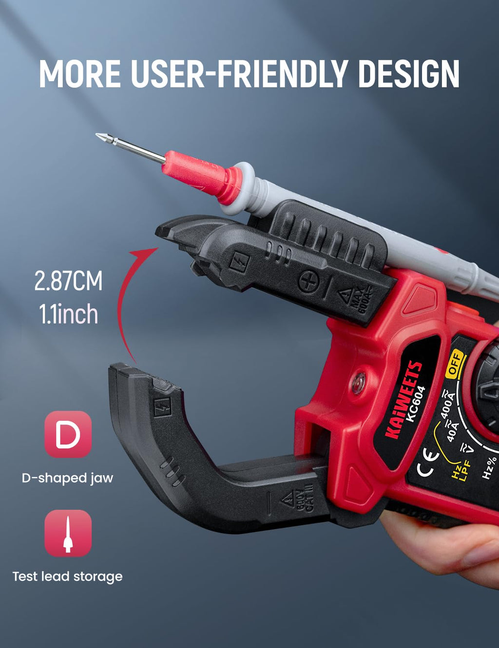 Digital Clamp Meter Multimeter with D-Shaped Jaw L162