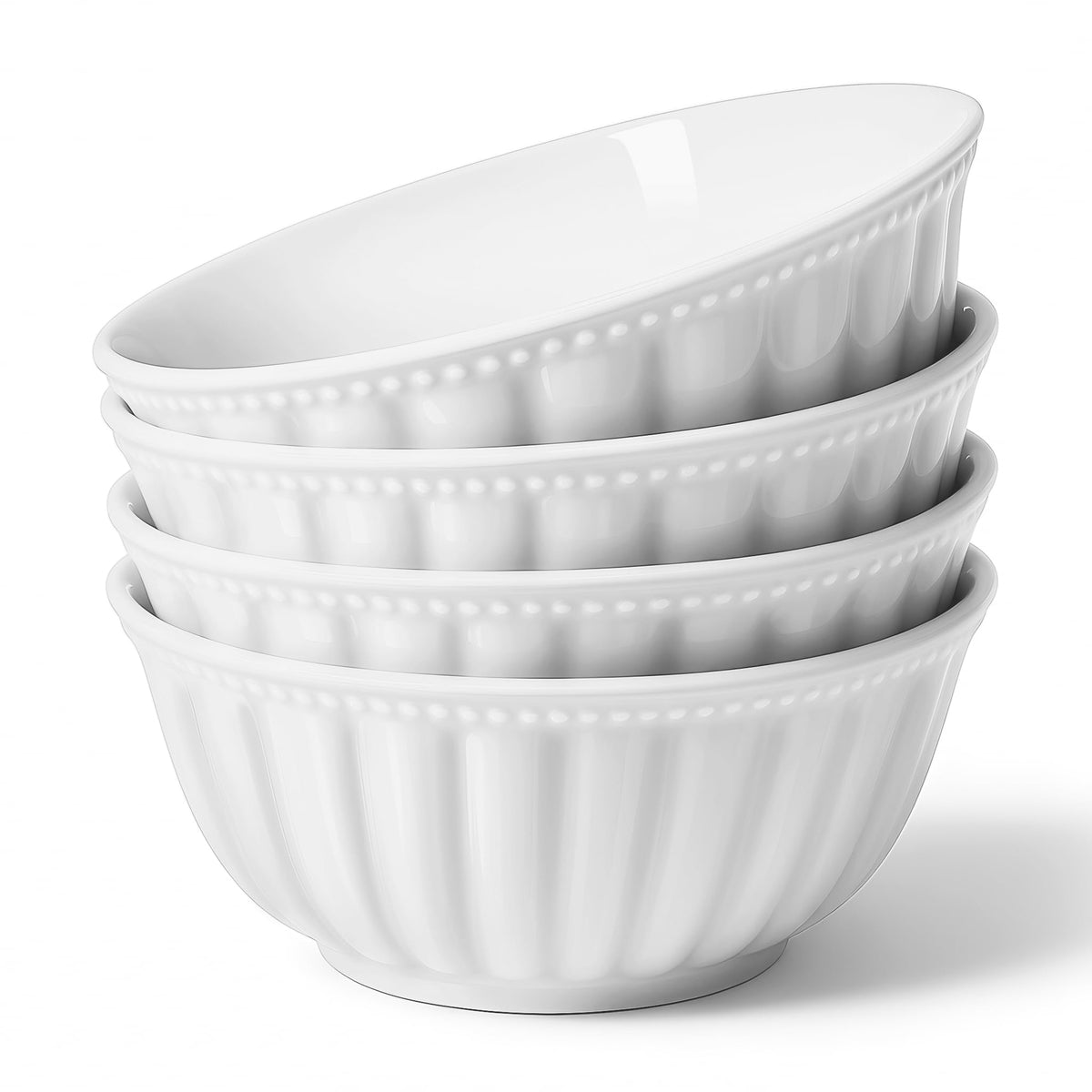 White Ceramic Soup Bowls Set of 4 V4254