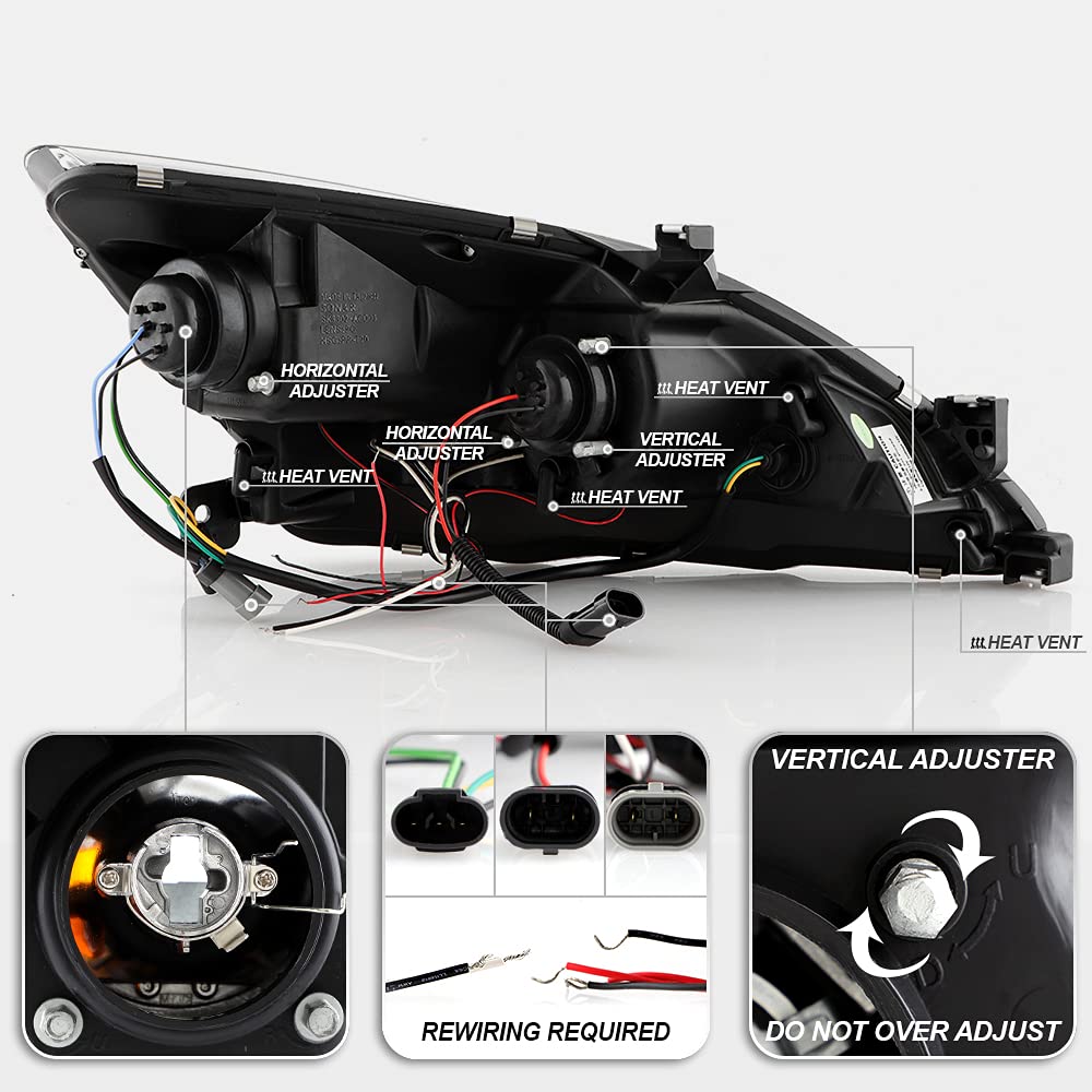 For 2003-2007 Honda Accord LED Projector Headlights, Driver & Passenger Side X9088