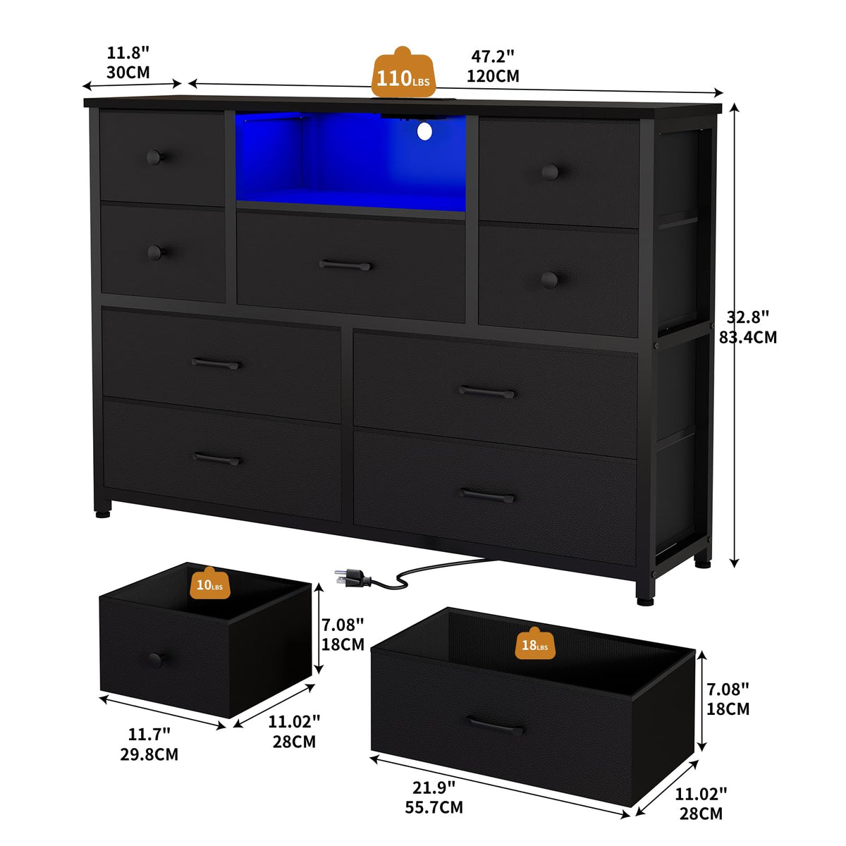 Black 9 Drawer Dresser Z625304