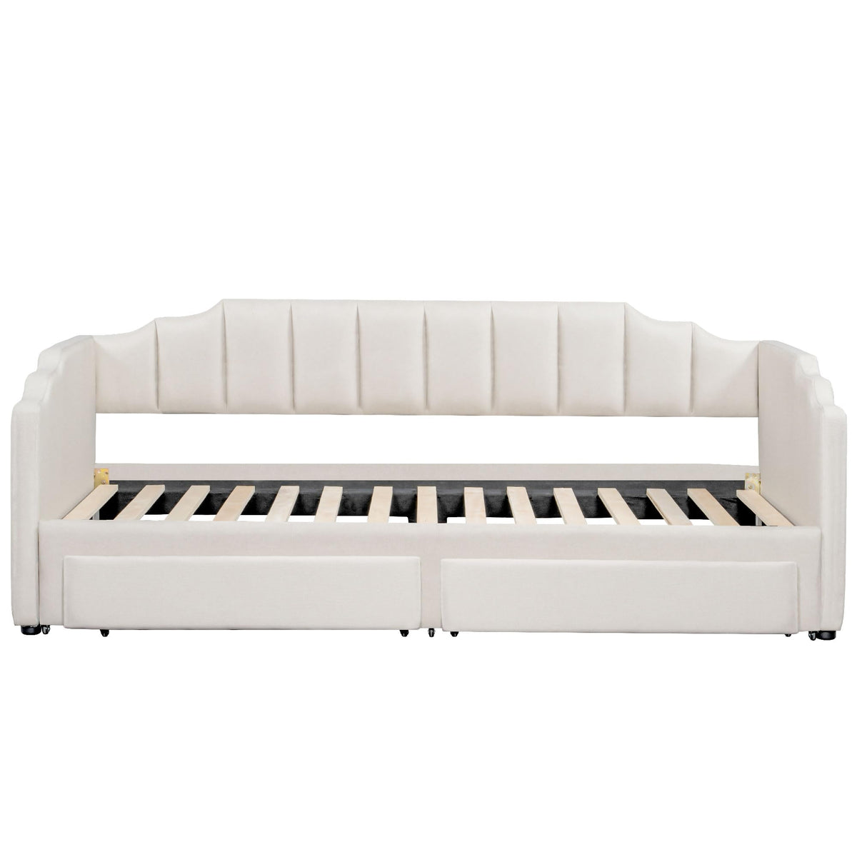 Twin XL Linen Upholstered Daybed with Storage Drawers and LED Light S852023