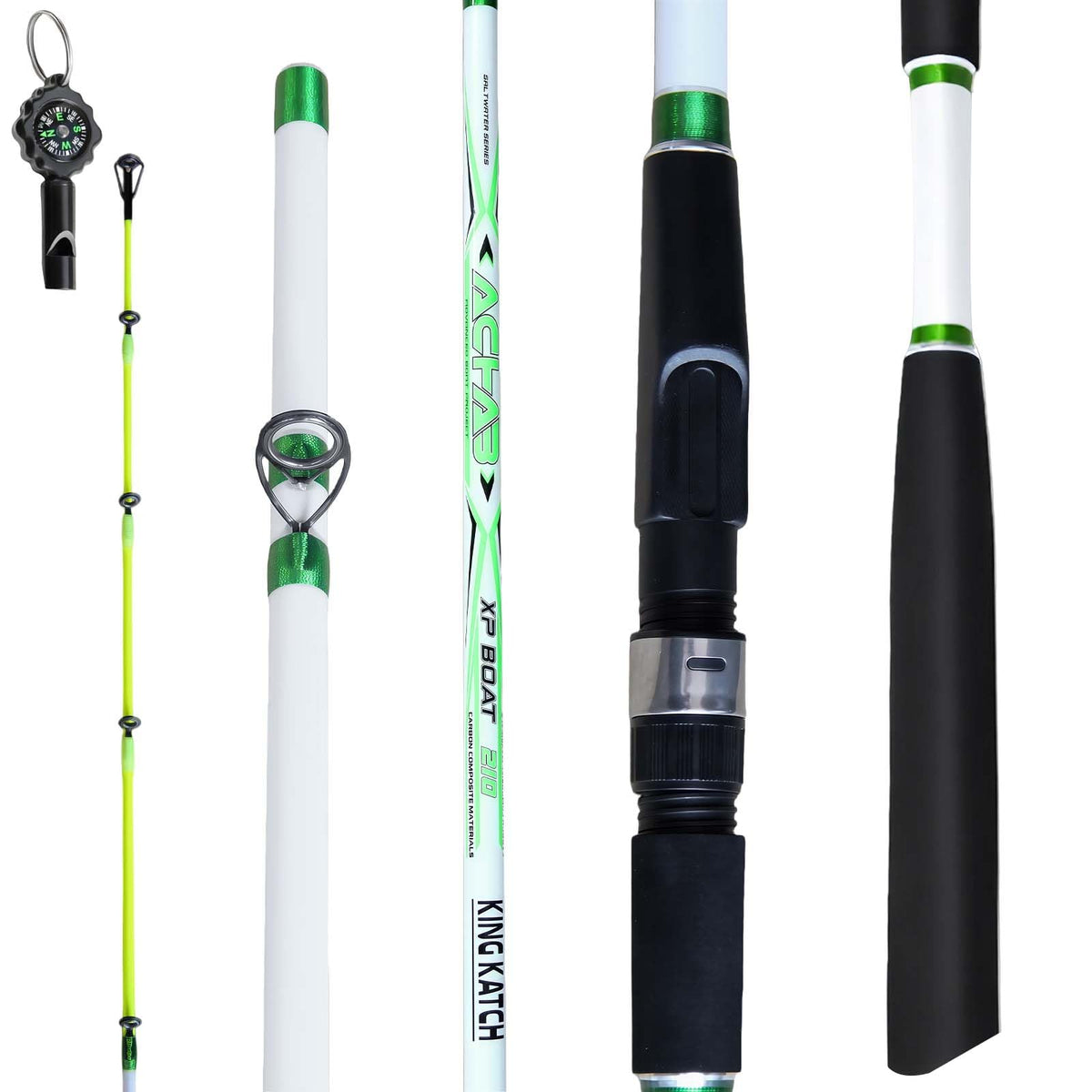 7' Medium Heavy Carbon Graphite Fiberglass Spinning Fishing Rod H712554