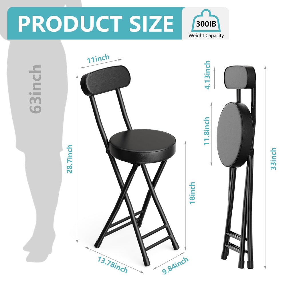 Cushioned Black Folding Stool J206
