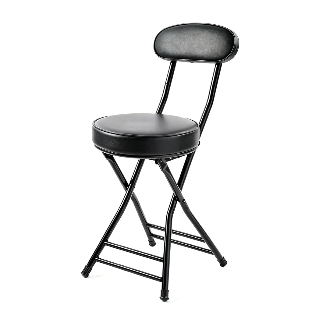 Cushioned Black Folding Stool J206