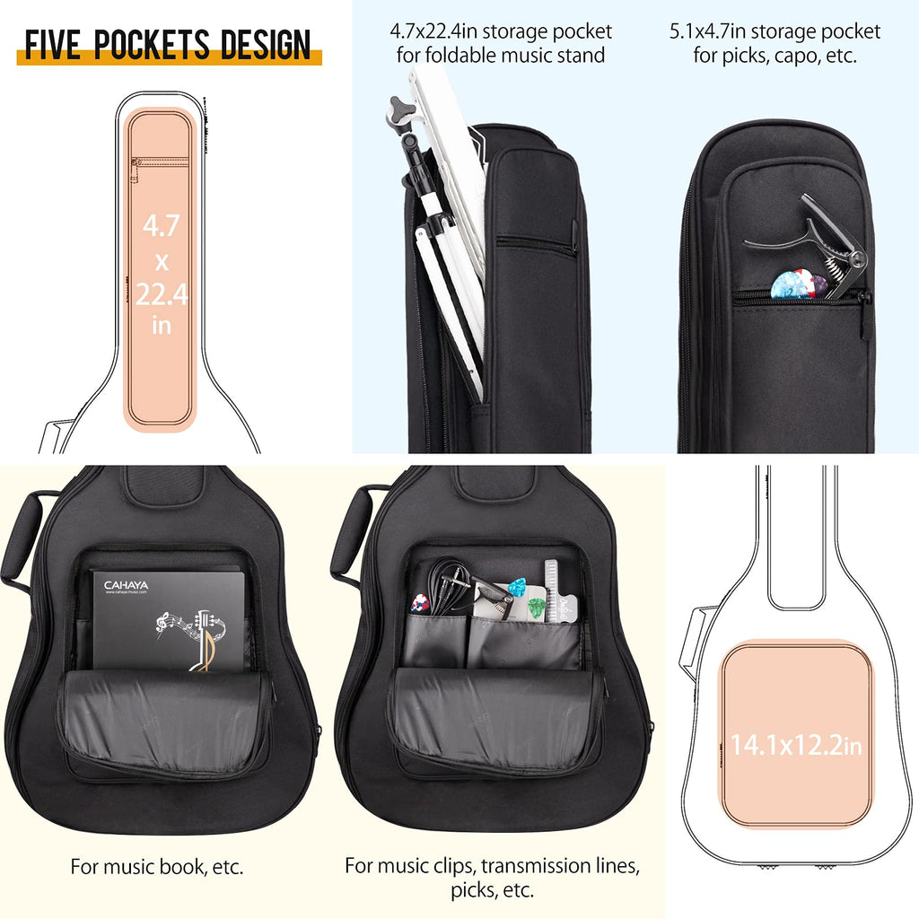 Soft Padded Acoustic Guitar Case with 5 Pockets F3519