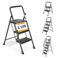 3 Step Folding Steel Ladder with Handrail S311907