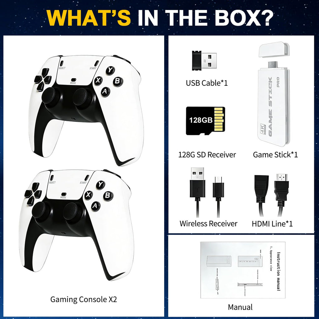 Retro Gaming Console Stick with Dual Wireless Controllers D938261