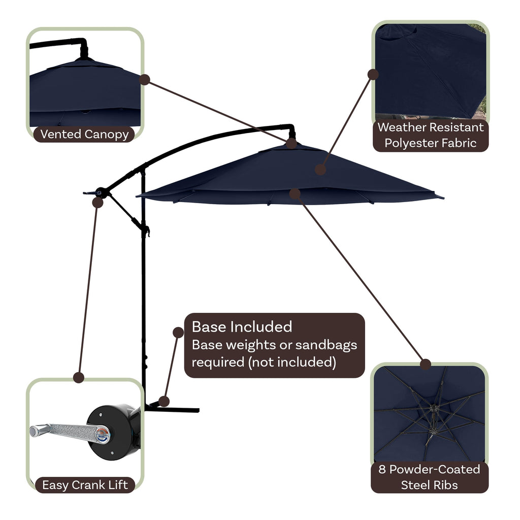 10 Ft Offset Cantilever Patio Umbrella with Cross Base K693