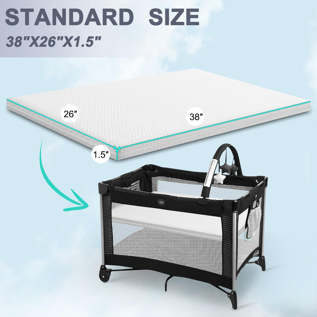 Baby Bassinet Mattress 38 x 26 Inch Gel Memory Foam Y567473