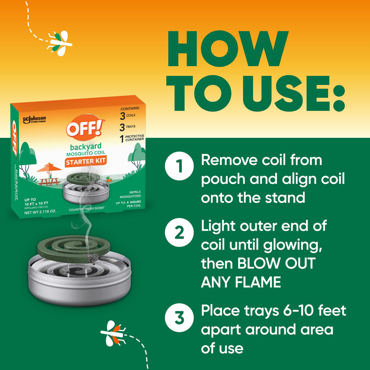 Outdoor Mosquito Repellent Coil Starter Pack Country Fresh Scent 3 Piece U142