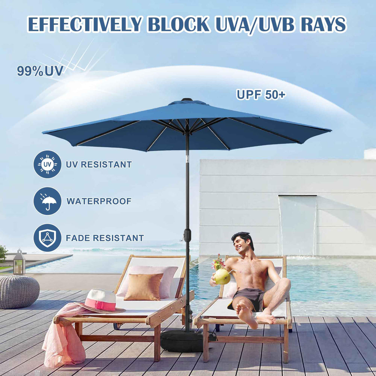 9 FT Patio Umbrella with Base I404
