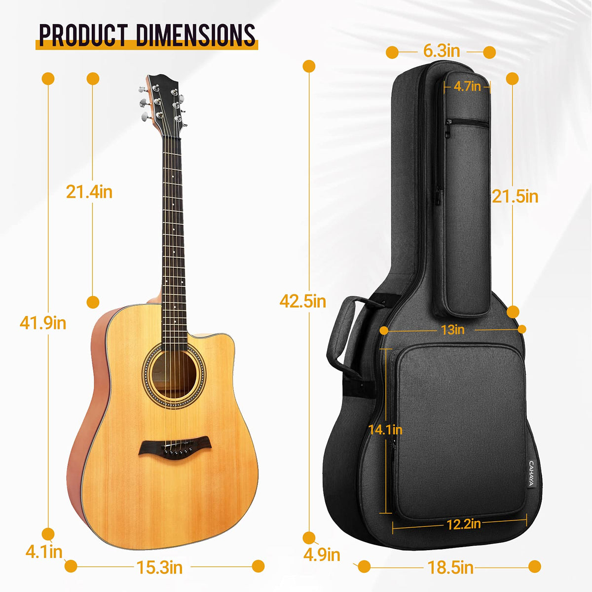 Soft Padded Acoustic Guitar Case with 5 Pockets F3519