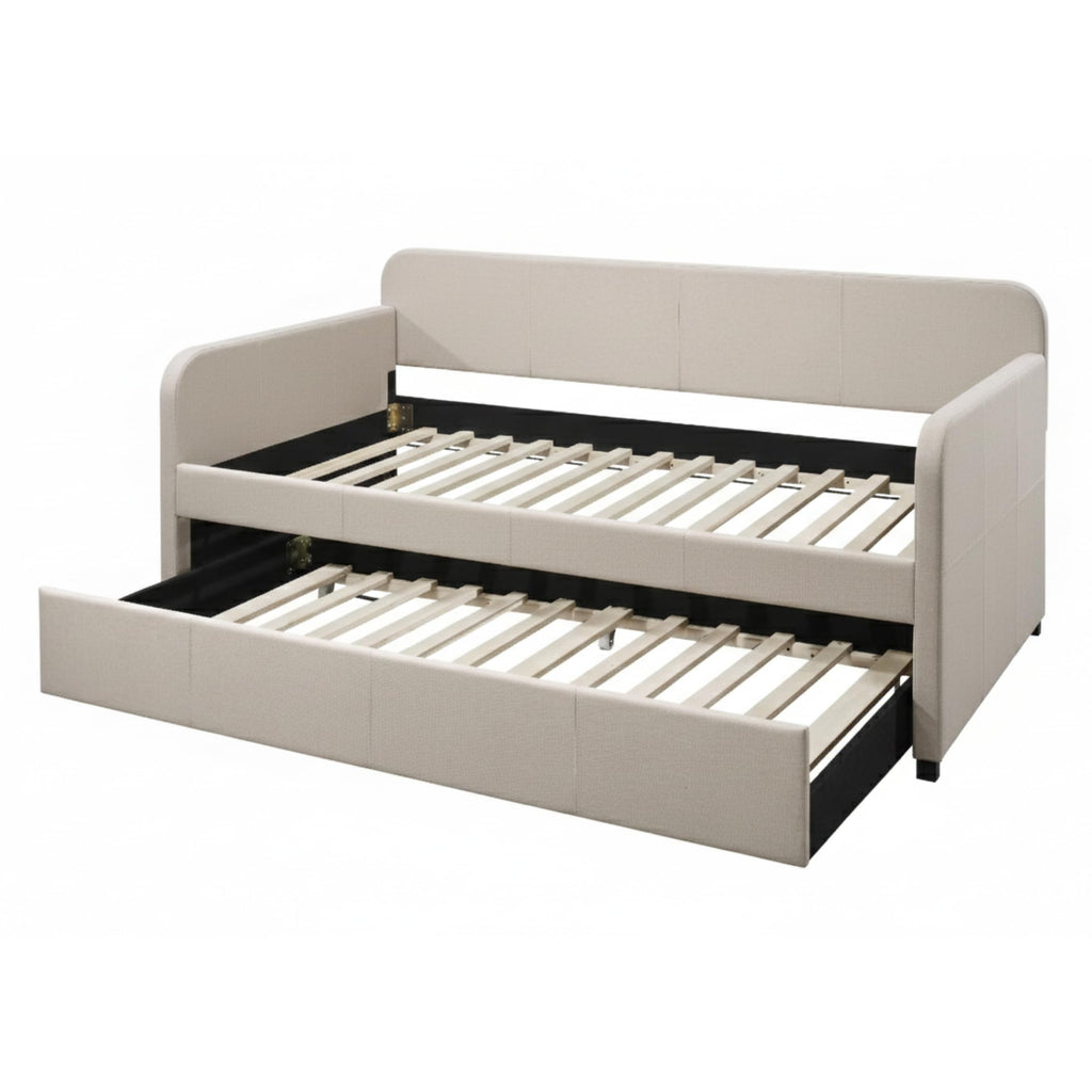Beige Twin Daybed with Pull-Out Trundle N21598