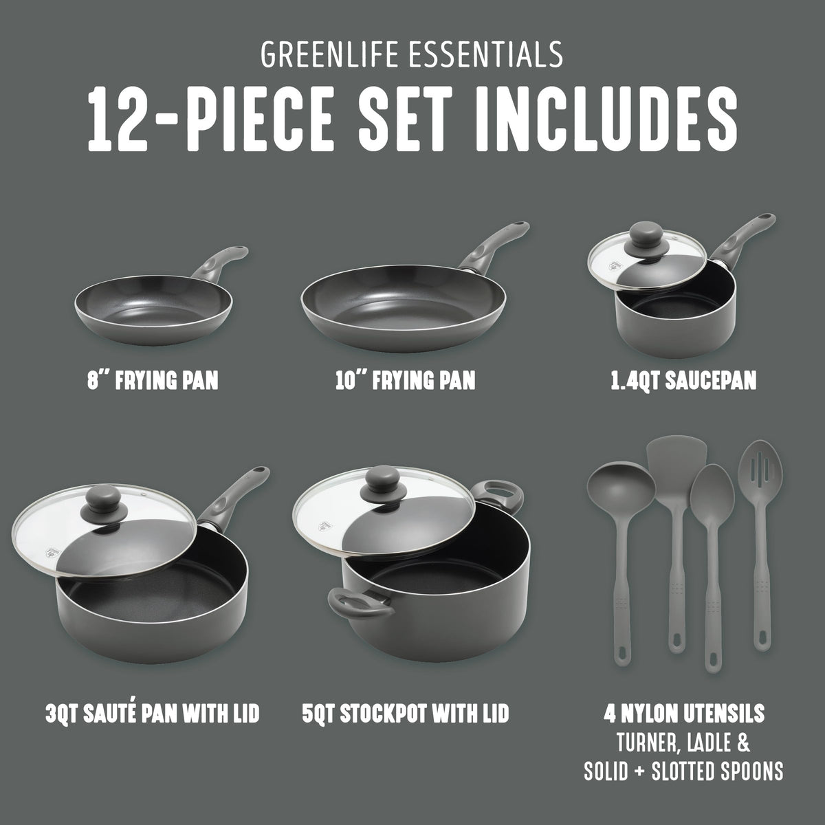 12 Piece Ceramic Nonstick Cookware Set S44106