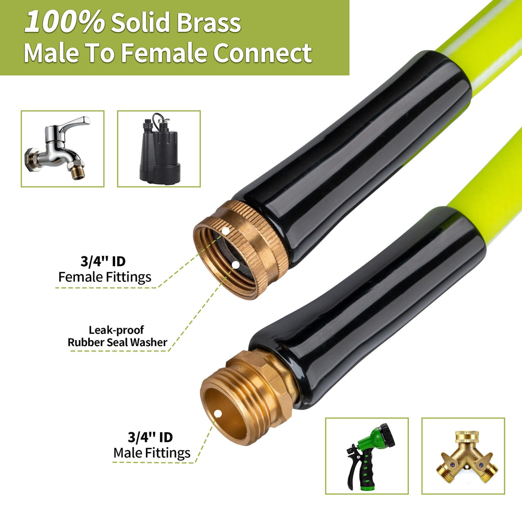 100FT x 5/8" Lightweight Hybrid Rubber Garden Hose W3803