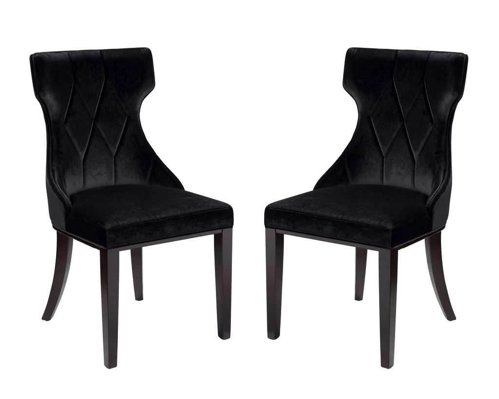 Black Upholstered Dining Chairs Set of 2 Beech Wood T78643