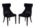Black Upholstered Dining Chairs Set of 2 Beech Wood T78643