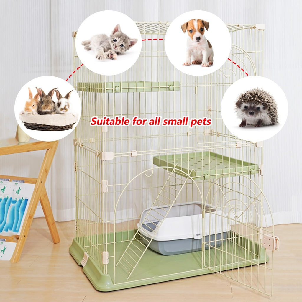3/4-Tier Wire Cat Cage Playpen Kennel with Hammock E134196