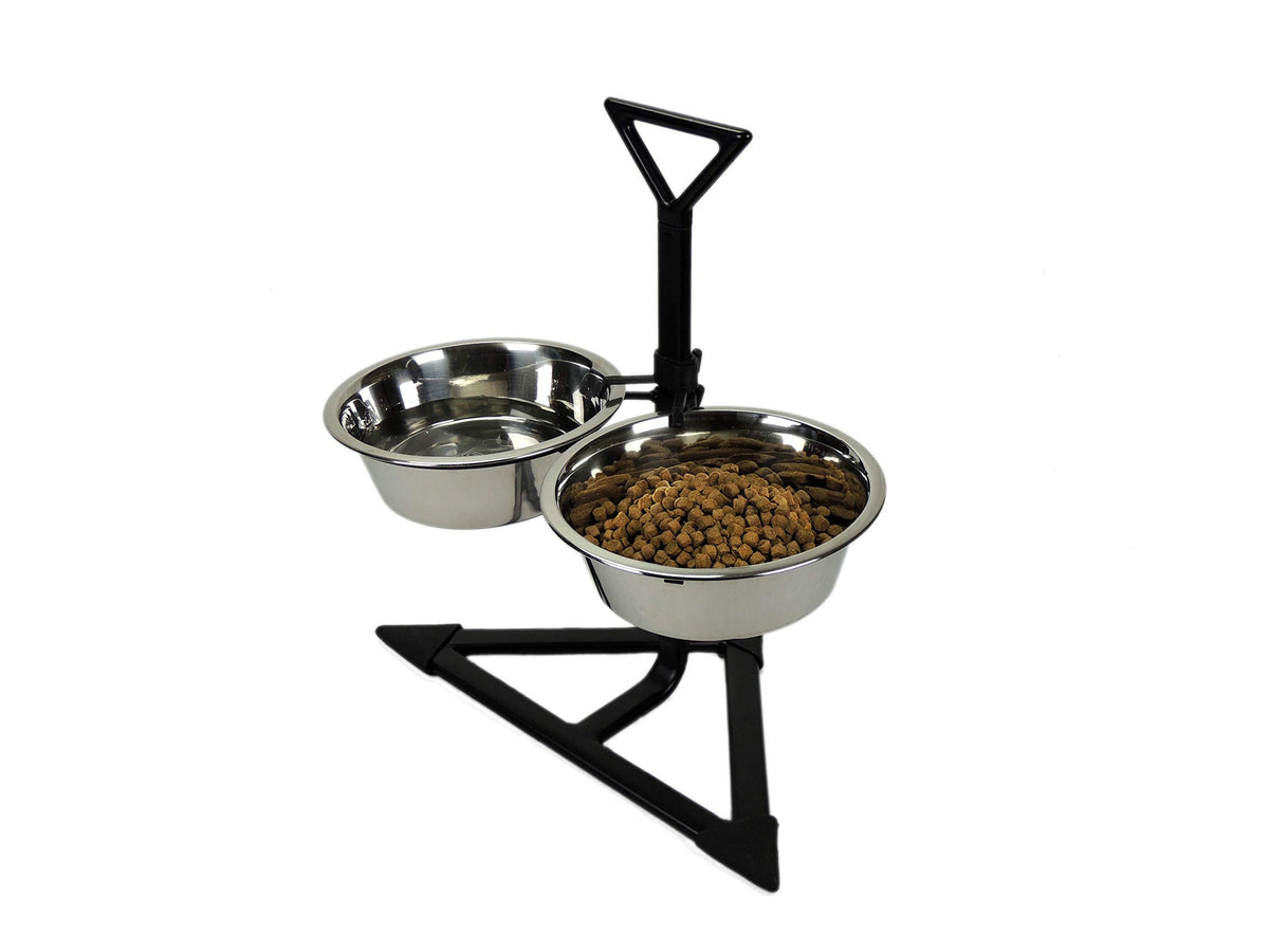 Double Feeder Corner High Stand with 2 x 1700 ml Stainless Steel Dishes V75471
