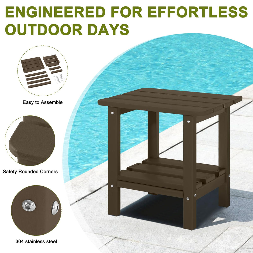 Set of 2 Dark Brown HDPE Storage Side Table M7665