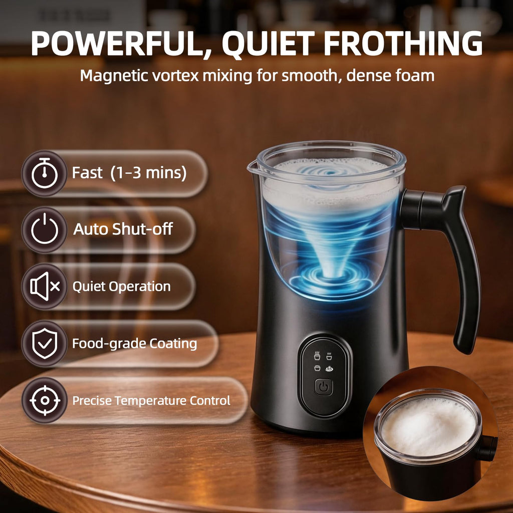 4-in-1 Electric Milk Frother and Steamer Black P93951