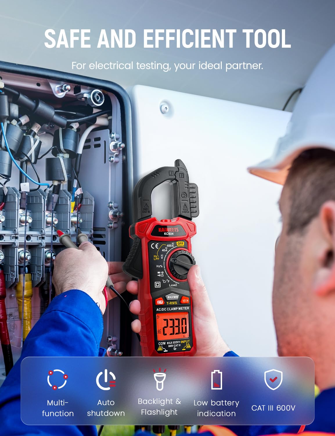 Digital Clamp Meter Multimeter with D-Shaped Jaw L162