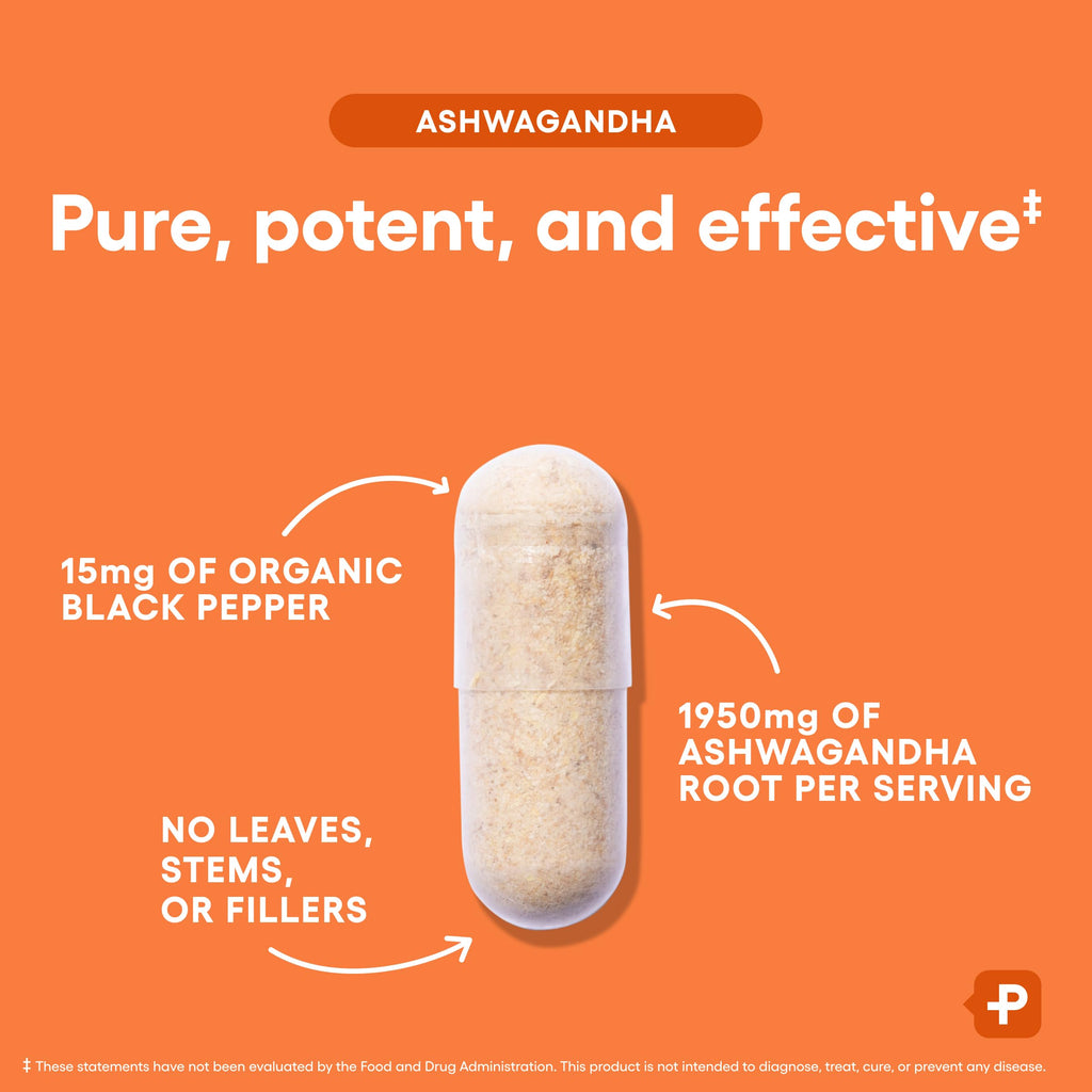 Organic Ashwagandha Root Powder 1950mg 90 Veggie Capsules P6142