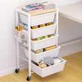Rolling Storage Cart with 5 Plastic Drawers and Wooden Tabletop V926606