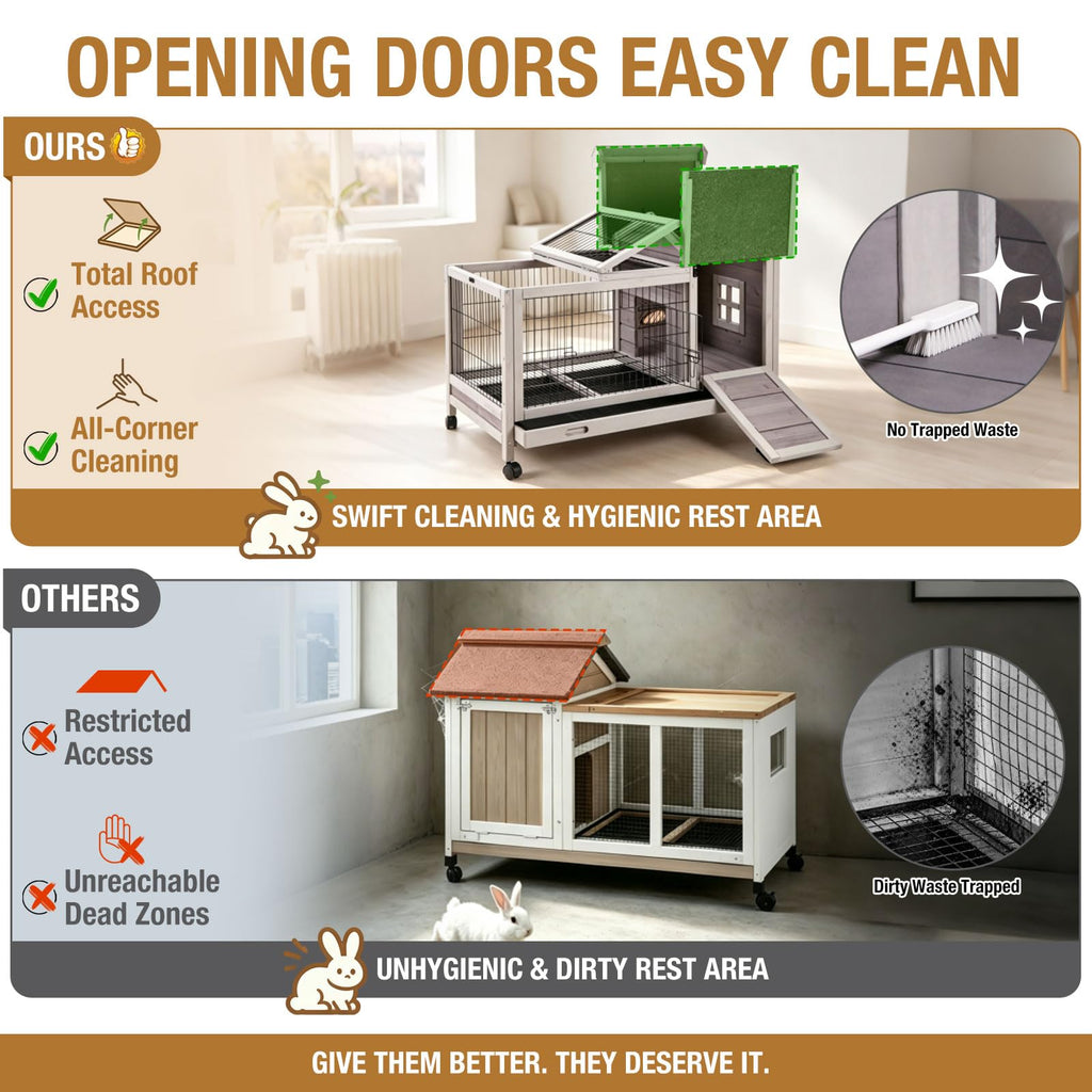 Wood Rabbit Hutch with Wire Mesh B5020