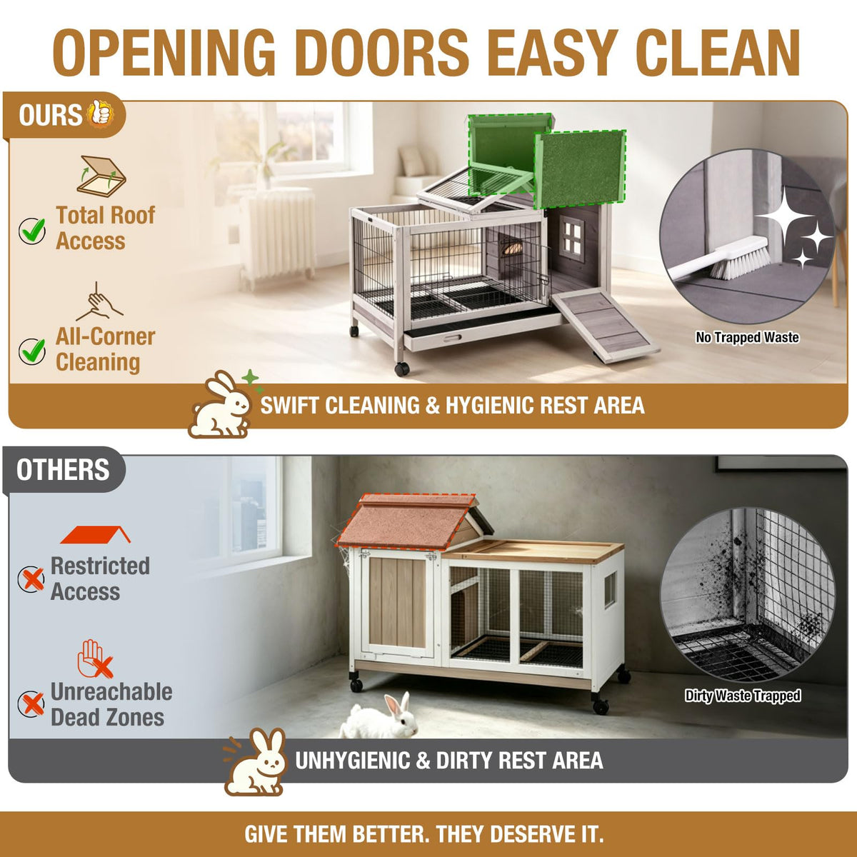Wood Rabbit Hutch with Wire Mesh B5020