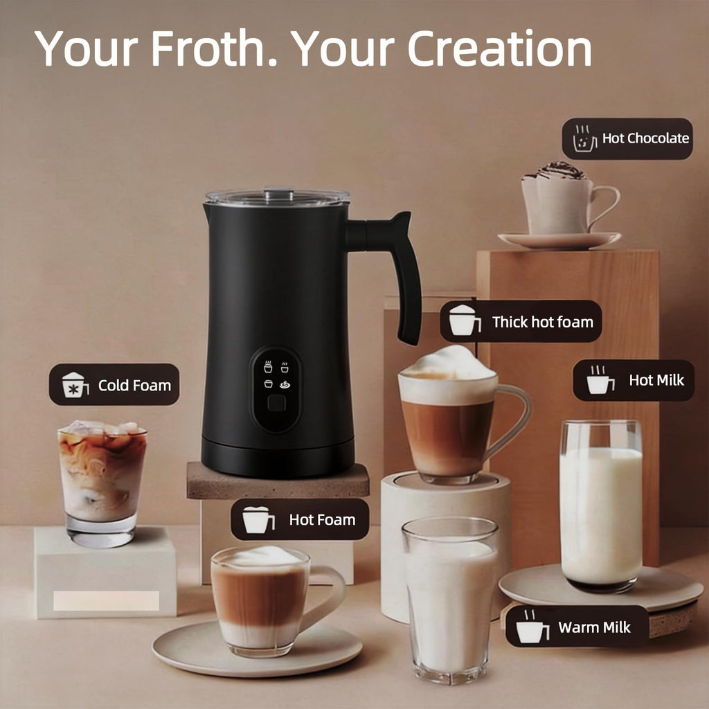4-in-1 Electric Milk Frother and Steamer Black P93951