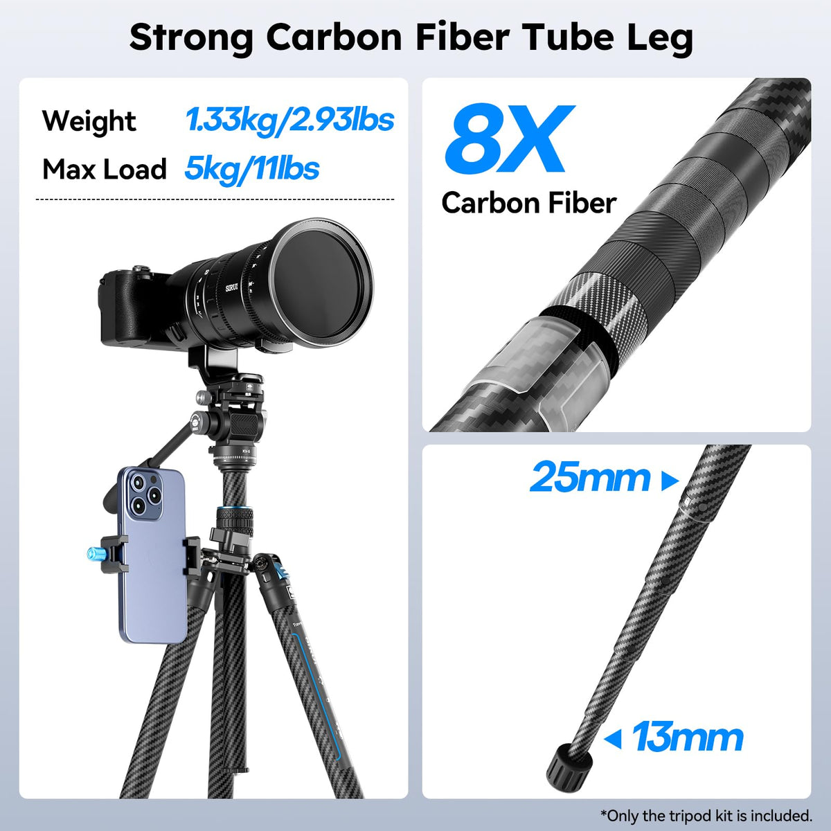 Carbon Fiber Camera Tripod with Fluid Head E94758