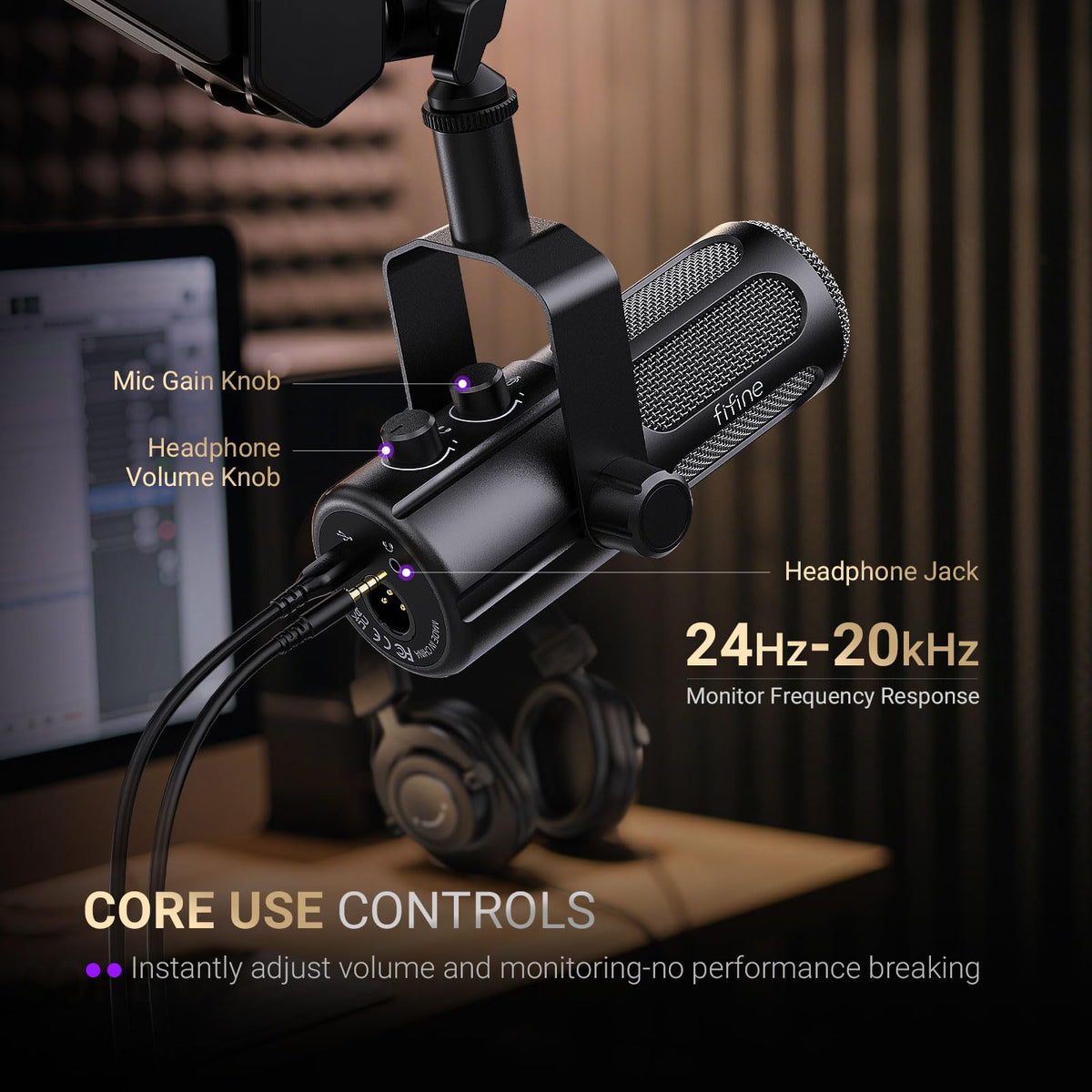 Dynamic Microphone with Boom Arm Kit, XLR/USB Podcast Mic and Stand Bundle with Mute Button J1960