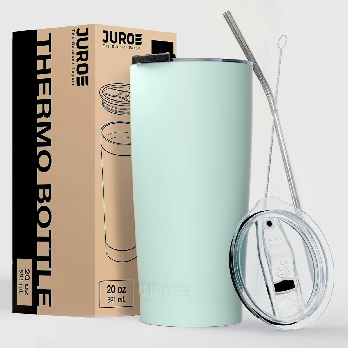 20 oz Stainless Steel Vacuum Insulated Tumbler with Lid and Straw D88982